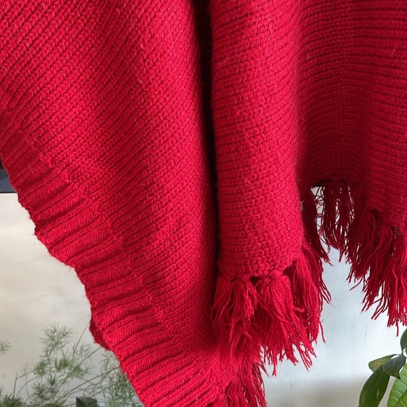 Razzle Dazzle Red Turtleneck Poncho - Picture 2 of 4